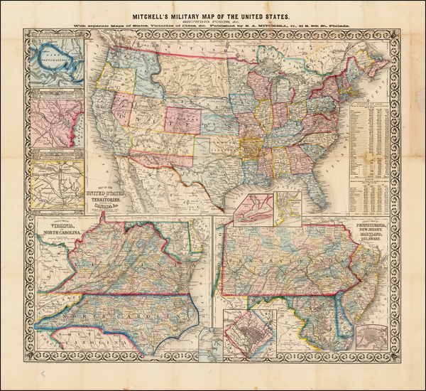 52-United States, Mid-Atlantic, South and Southeast Map By Samuel Augustus Mitchell Jr.
