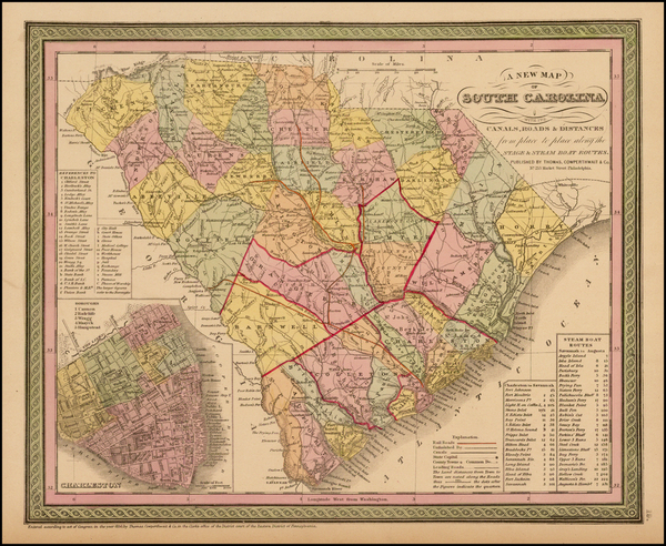 29-Southeast and South Carolina Map By Thomas, Cowperthwait & Co.