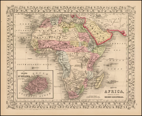 75-Africa and Africa Map By Samuel Augustus Mitchell Jr.