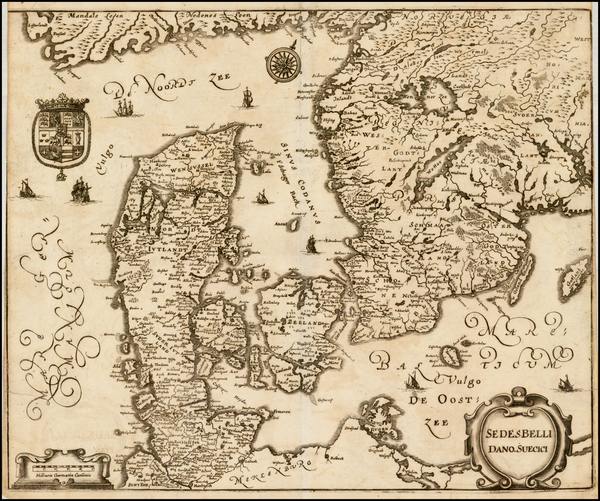 75-Sweden and Denmark Map By Matthaus Merian