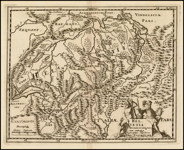 73-Switzerland Map By Philipp Clüver