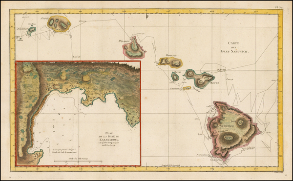 57-Hawaii and Hawaii Map By James Cook