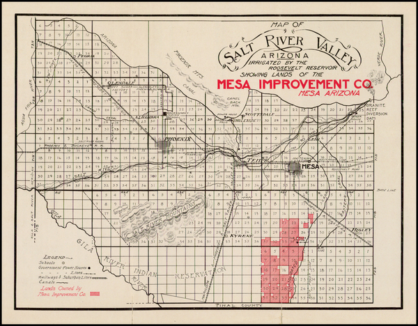 1-Southwest, Arizona and California Map By Mesa Improvement Co.