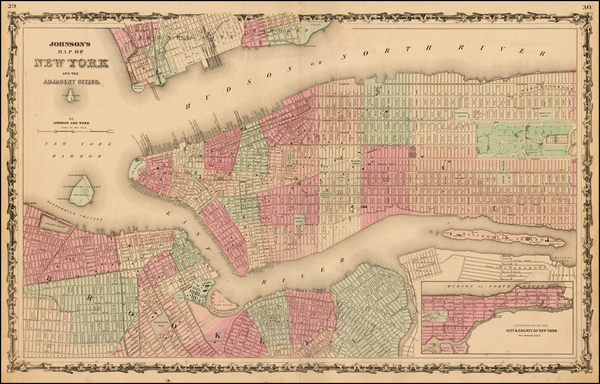 93-New York City and Mid-Atlantic Map By Benjamin P Ward  &  Alvin Jewett Johnson