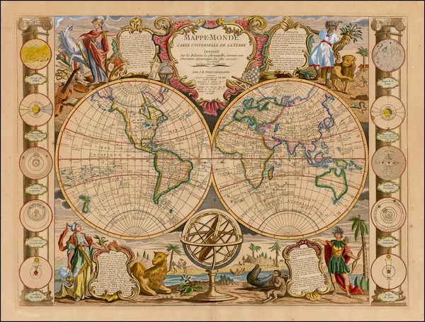 65-World, World and Celestial Maps Map By Jean-Baptiste Nolin / Louis Denis