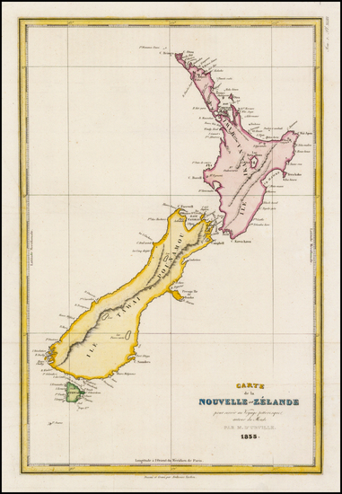 44-New Zealand Map By Jules Sebastian Cesar Dumont-D'Urville