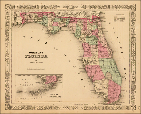 32-Florida Map By Benjamin P Ward  &  Alvin Jewett Johnson