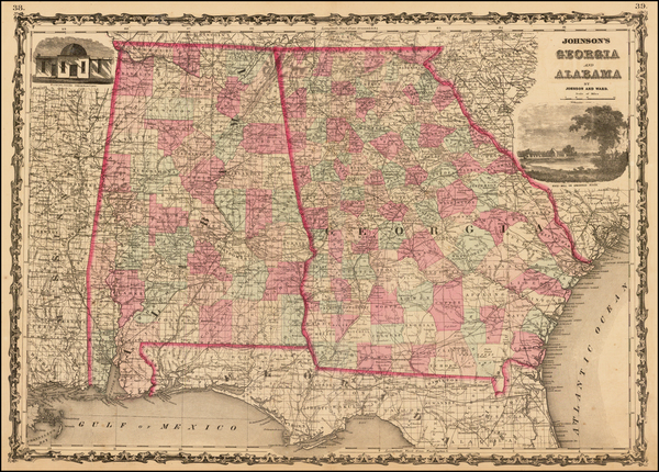 9-South and Southeast Map By Benjamin P Ward  &  Alvin Jewett Johnson