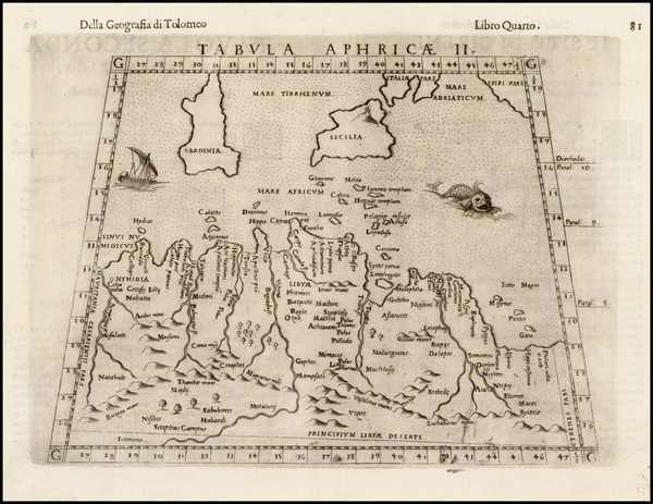 36-Mediterranean, North Africa and Balearic Islands Map By Girolamo Ruscelli