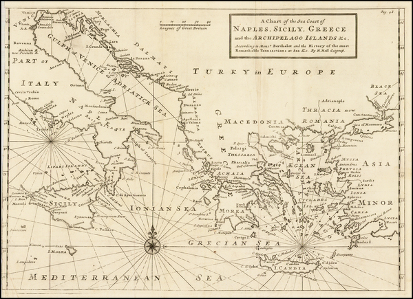 98-Italy, Mediterranean, Balearic Islands and Greece Map By Herman Moll