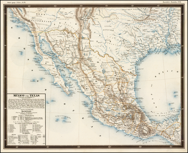 18-Texas, Southwest, Rocky Mountains, Mexico and California Map By George Bauerkeller