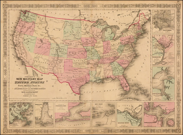 26-United States Map By Benjamin P Ward  &  Alvin Jewett Johnson