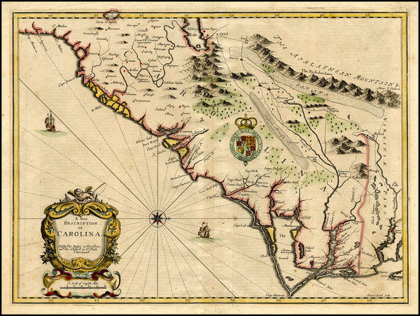 75-Southeast, North Carolina and South Carolina Map By John Speed