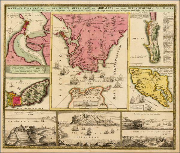 36-British Isles, Spain, North Africa and Balearic Islands Map By Johann Baptist Homann