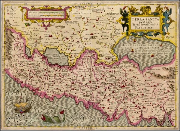 15-Holy Land Map By Jodocus Hondius