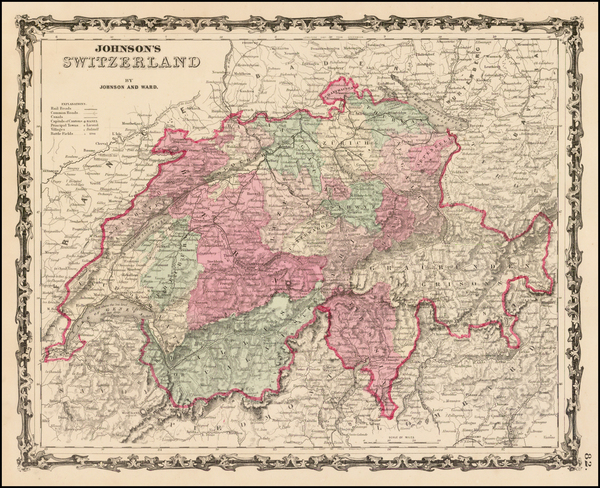 83-Switzerland Map By Benjamin P Ward  &  Alvin Jewett Johnson