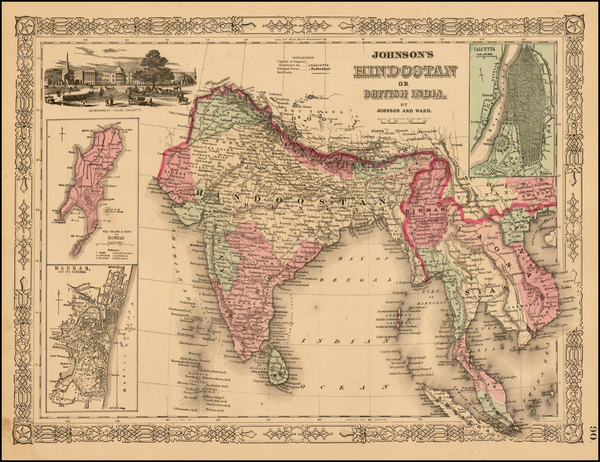 21-India and Southeast Asia Map By Benjamin P Ward  &  Alvin Jewett Johnson