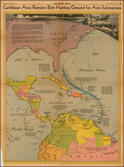 82-United States, Caribbean, Central America and South America Map By Charles H. Owens / Los Angel