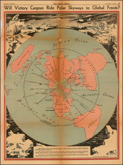 50-World, World, Northern Hemisphere and Polar Maps Map By Charles H. Owens / Los Angeles Times