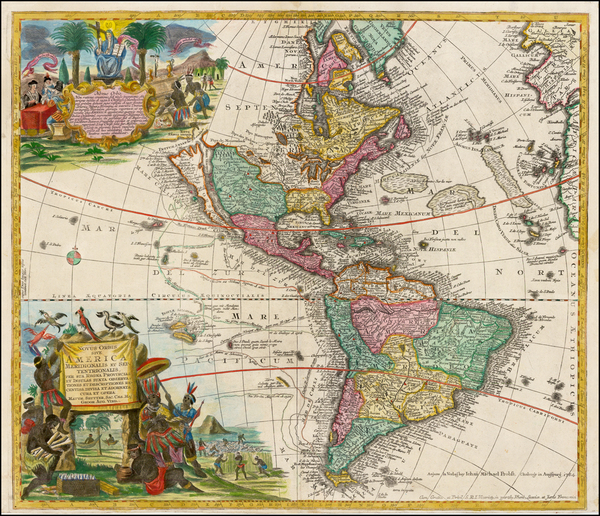 56-California as an Island and America Map By Matthaus Seutter / Johann Michael Probst