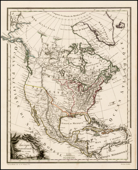 96-North America Map By Conrad Malte-Brun