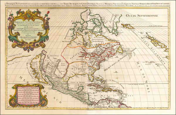 54-North America and California Map By Alexis-Hubert Jaillot