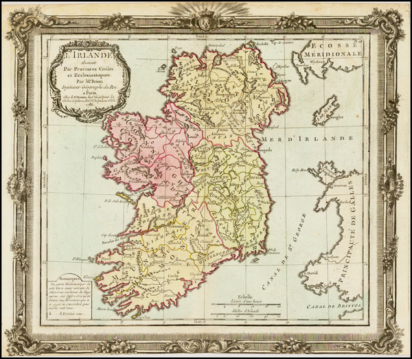 91-Ireland Map By Louis Brion de la Tour