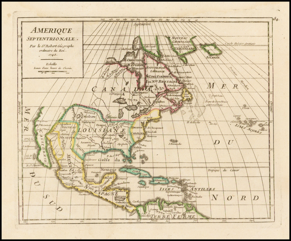 15-North America Map By Gilles Robert de Vaugondy