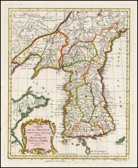 67-Korea Map By Jacques Nicolas Bellin