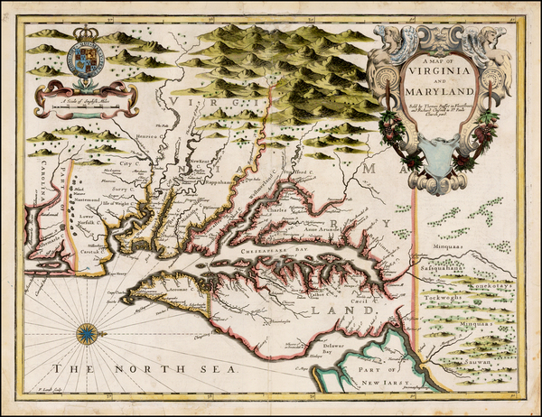 85-Maryland, Delaware and Virginia Map By John Speed