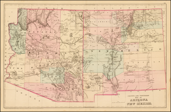 27-Southwest and New Mexico Map By Samuel Augustus Mitchell Jr.