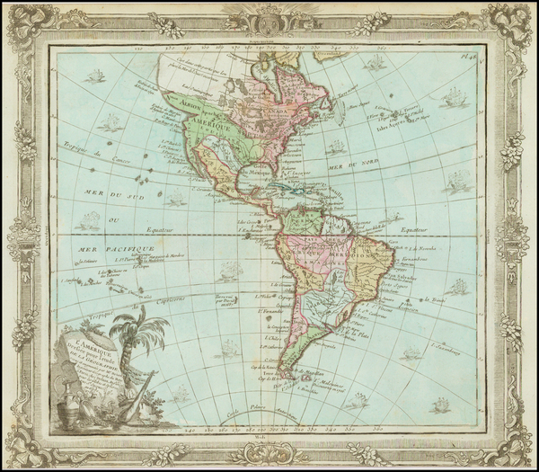 44-South America and America Map By Louis Brion de la Tour