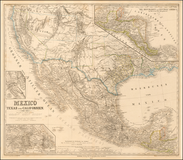 85-Texas, Southwest, Utah, Rocky Mountains, Utah, Mexico and California Map By Heinrich Kiepert