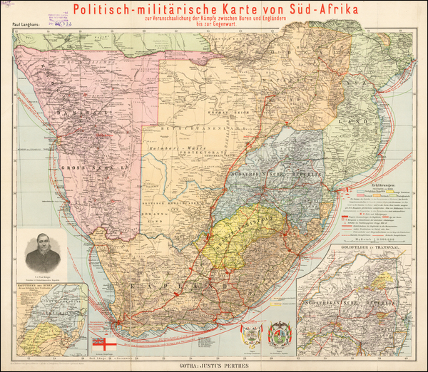 55-South Africa Map By Justus Perthes - Paul Langhans