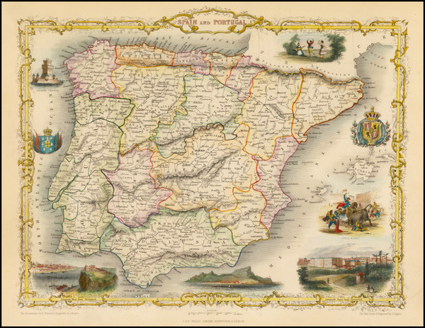 25-Spain and Portugal Map By John Tallis