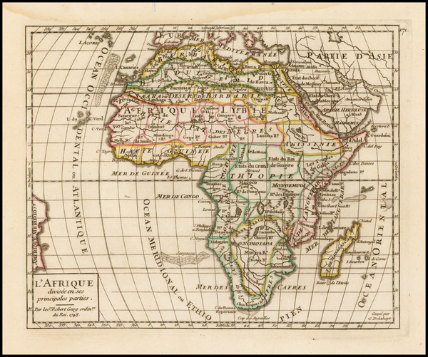 79-Africa and Africa Map By Gilles Robert de Vaugondy