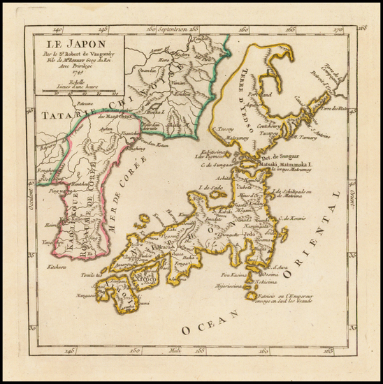 12-Japan and Korea Map By Gilles Robert de Vaugondy