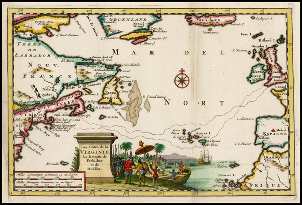 19-Atlantic Ocean, New England, Mid-Atlantic and Canada Map By Pieter van der Aa