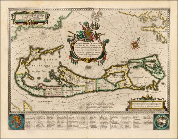 58-Atlantic Ocean and Caribbean Map By Willem Janszoon Blaeu