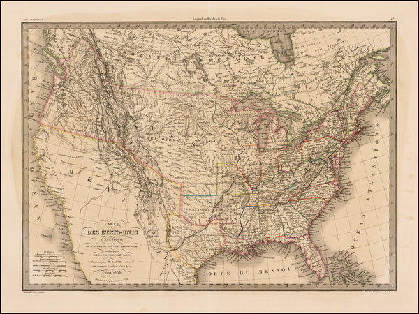 74-United States and Texas Map By Alexandre Emile Lapie