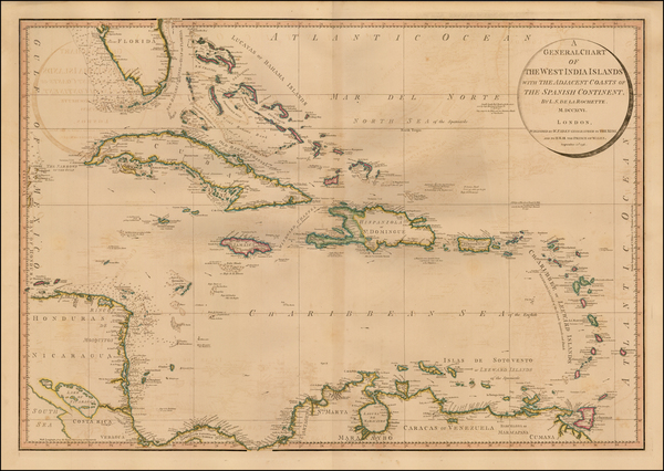 57-Florida, Caribbean and Central America Map By William Faden