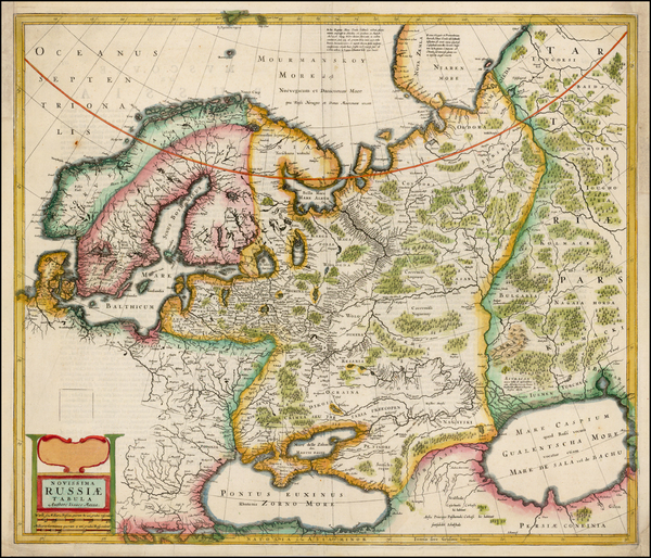 4-Russia, Ukraine, Scandinavia and Russia in Asia Map By Henricus Hondius