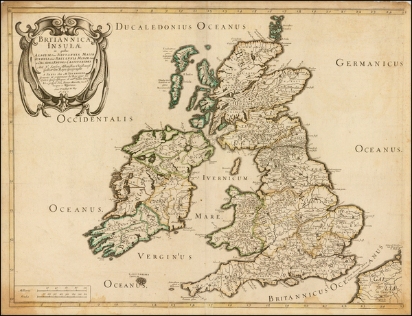 38-British Isles Map By Melchior Tavernier / Nicolas Sanson