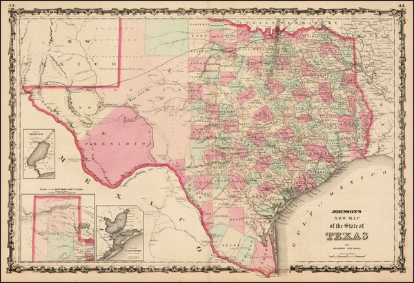 85-Texas Map By Benjamin P Ward  &  Alvin Jewett Johnson