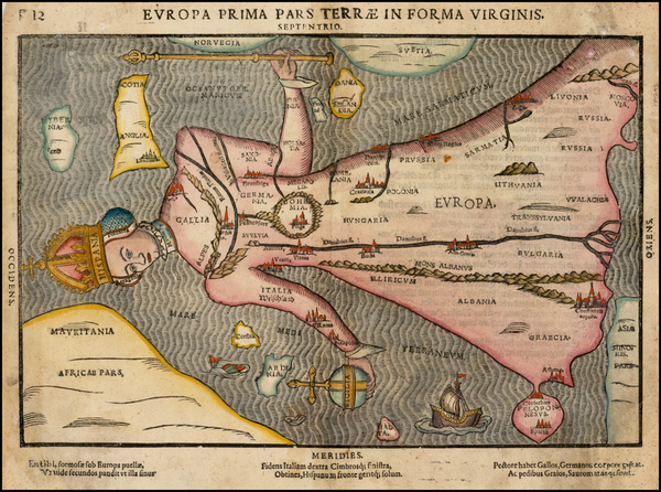 16-Europe, Europe and Curiosities Map By Heinrich Bunting