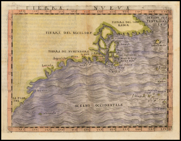 6-New England, Maine, Mid-Atlantic, Southeast and Canada Map By Giacomo Gastaldi