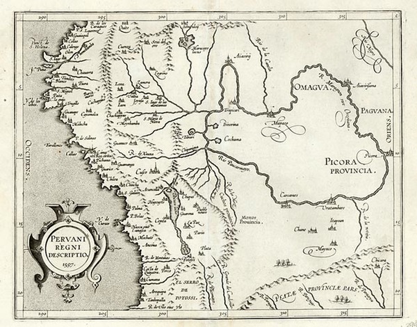 38-South America Map By Cornelis van Wytfliet