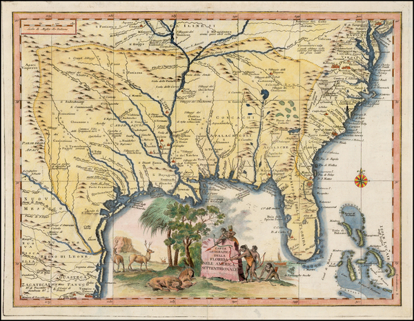 91-Florida, South, Southeast, Texas and Midwest Map By Giambattista Albrizzi