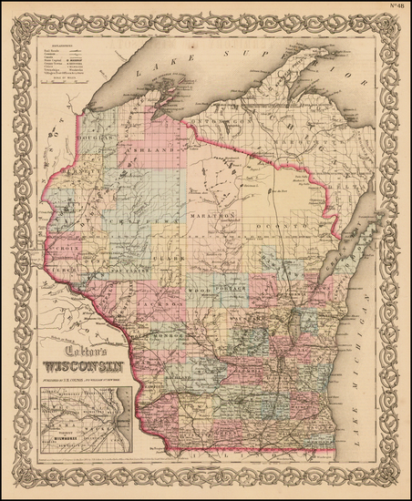 64-Midwest Map By Joseph Hutchins Colton