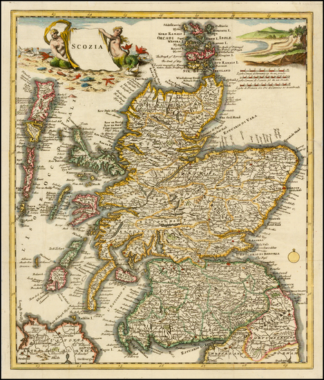 68-Scotland Map By Giambattista Albrizzi